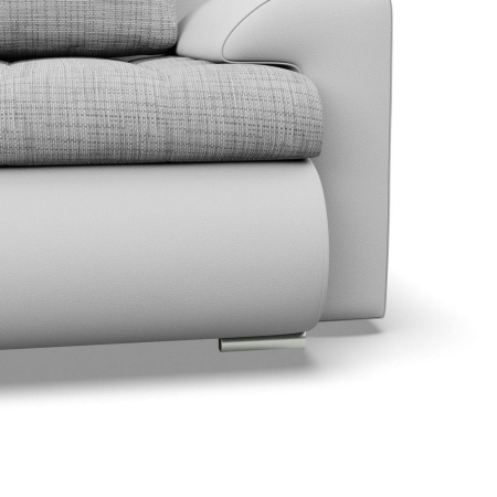 Narożnik rozkładany, lewy, Bosco, plecionka, ekoskóra, 230x159x89 cm, jasny szary, biały