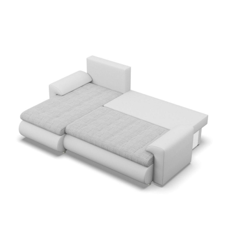 Narożnik rozkładany, lewy, Bosco, plecionka, ekoskóra, 230x159x89 cm, jasny szary, biały