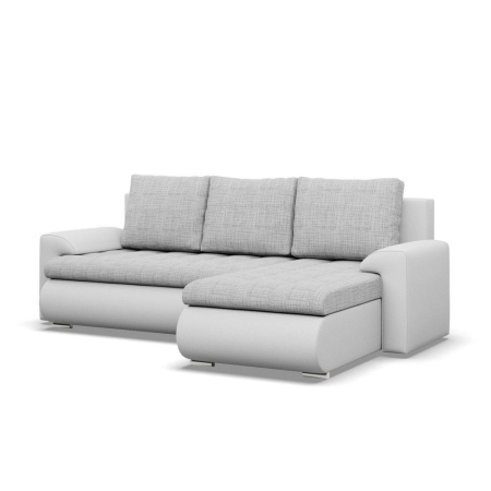 Narożnik rozkładany, prawy, Bosco, plecionka, ekoskóra, 230x159x89 cm, jasny szary, biały