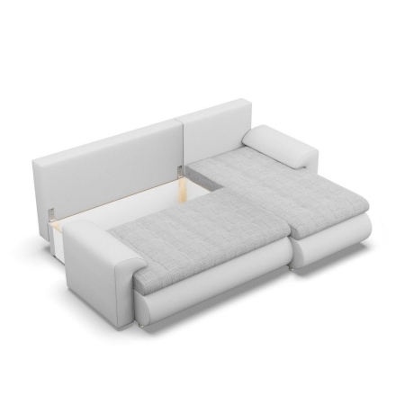 Narożnik rozkładany, prawy, Bosco, plecionka, ekoskóra, 230x159x89 cm, jasny szary, biały