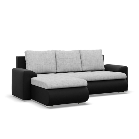 Narożnik rozkładany, lewy, Bosco, plecionka, ekoskóra, 230x159x89 cm, jasny szary, czarny