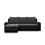 Narożnik rozkładany, lewy, Bosco, plecionka, ekoskóra, 230x159x89 cm, ciemny szary, czarny