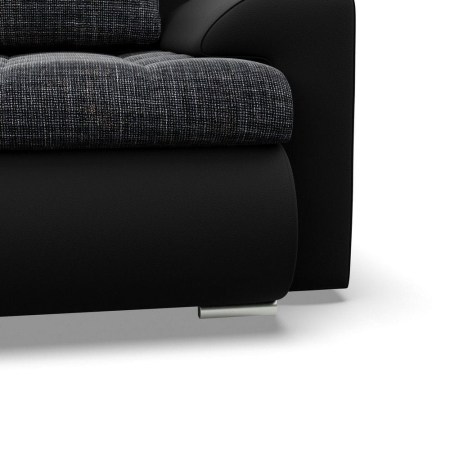 Narożnik rozkładany, prawy, Bosco, plecionka, ekoskóra, 230x159x89 cm, ciemny szary, czarny