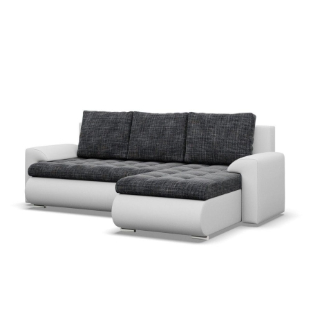 Narożnik rozkładany, prawy, Bosco, plecionka, ekoskóra, 230x159x89 cm, ciemny szary, biały