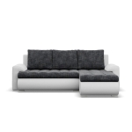 Narożnik rozkładany, prawy, Bosco, plecionka, ekoskóra, 230x159x89 cm, ciemny szary, biały