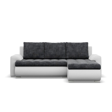 Narożnik rozkładany, prawy, Bosco, plecionka, ekoskóra, 230x159x89 cm, ciemny szary, biały