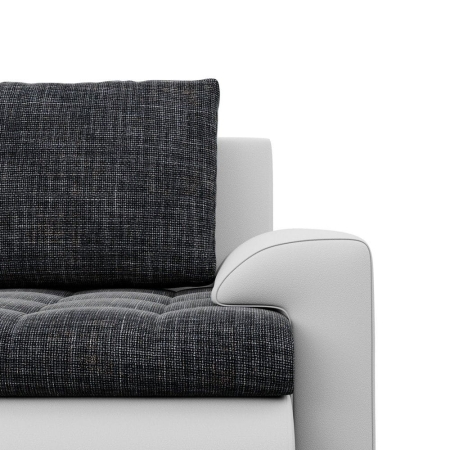 Narożnik rozkładany, prawy, Bosco, plecionka, ekoskóra, 230x159x89 cm, ciemny szary, biały