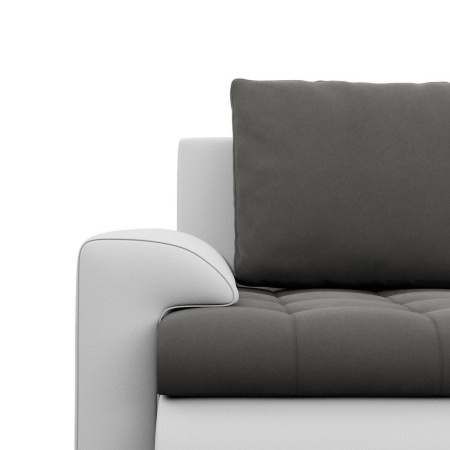 Narożnik rozkładany, lewy, Bosco, velvet, ekoskóra, 230x159x89 cm, ciemny szary, biały