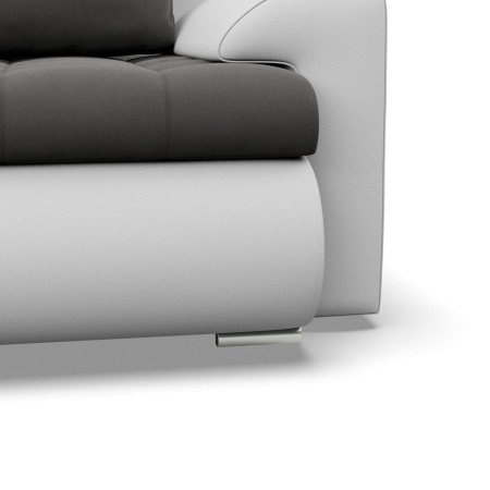 Narożnik rozkładany, prawy, Bosco, velvet, ekoskóra, 230x159x89 cm, ciemny szary, biały
