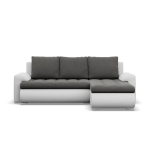 Narożnik rozkładany, prawy, Bosco, velvet, ekoskóra, 230x159x89 cm, ciemny szary, biały