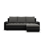 Narożnik rozkładany, prawy, Bosco, velvet, ekoskóra, 230x159x89 cm, ciemny szary, czarny