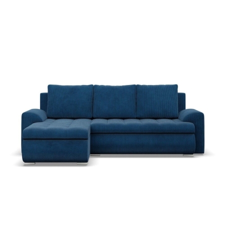 Narożnik rozkładany, lewy, Bosco, sztruks, 230x159x89 cm, granatowy