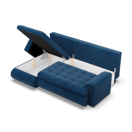 Narożnik rozkładany, lewy, Bosco, sztruks, 230x159x89 cm, granatowy