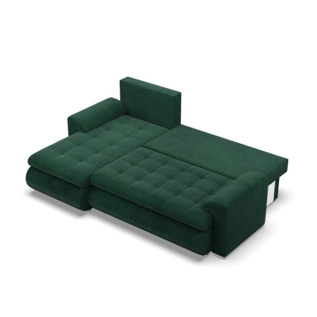 Narożnik rozkładany, lewy, Bosco, sztruks, 230x159x89 cm, butelkowa zieleń