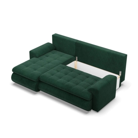 Narożnik rozkładany, lewy, Bosco, sztruks, 230x159x89 cm, butelkowa zieleń