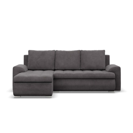 Narożnik rozkładany, lewy, Bosco, sztruks, 230x159x89 cm, ciemny szary