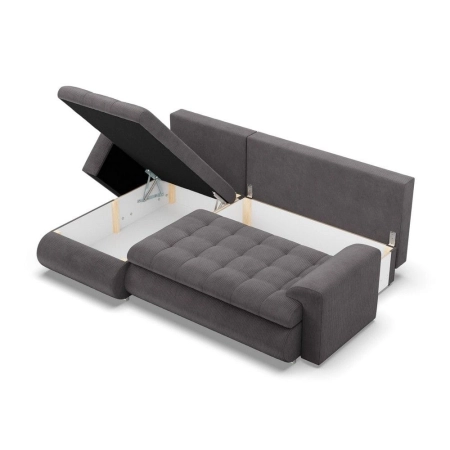 Narożnik rozkładany, lewy, Bosco, sztruks, 230x159x89 cm, ciemny szary