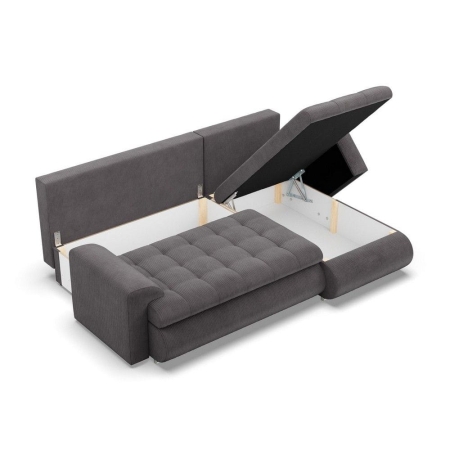 Narożnik rozkładany, prawy, Bosco, sztruks, 230x159x89 cm, ciemny szary