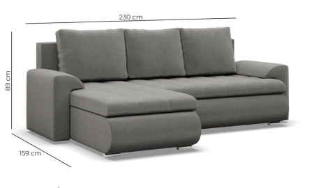 Narożnik rozkładany, prawy, Bosco, sztruks, 230x159x89 cm, ciemny szary