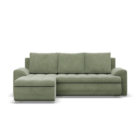 Narożnik rozkładany, lewy, Bosco, sztruks, 230x159x89 cm, oliwkowy