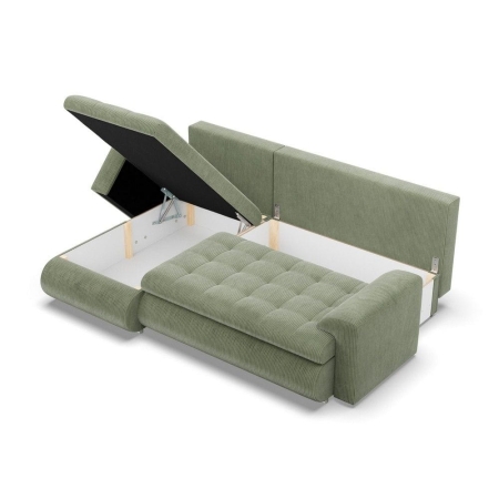 Narożnik rozkładany, lewy, Bosco, sztruks, 230x159x89 cm, oliwkowy