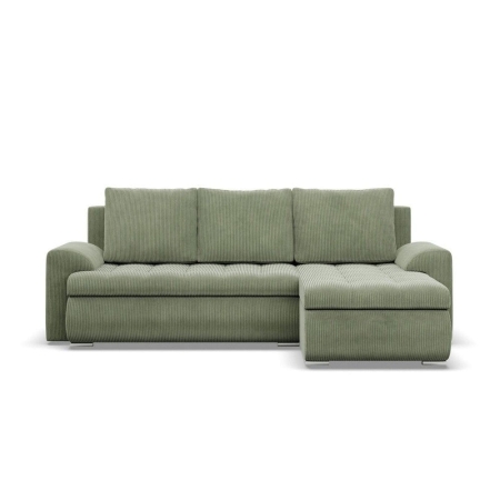 Narożnik rozkładany, prawy, Bosco, sztruks, 230x159x89 cm, oliwkowy