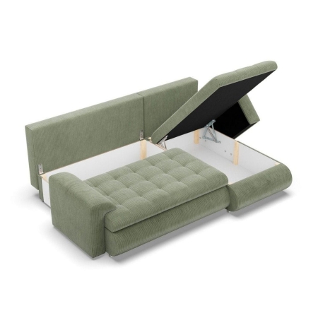 Narożnik rozkładany, prawy, Bosco, sztruks, 230x159x89 cm, oliwkowy