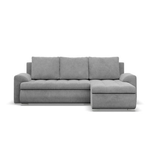 Przejdź do produktu Narożnik rozkładany, prawy, Bosco, sztruks, 230x159x89 cm, jasny szary