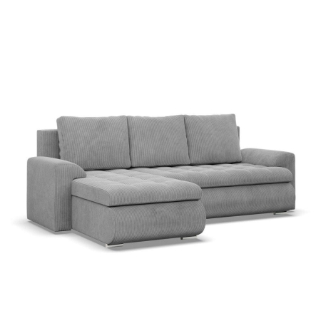 Narożnik rozkładany, lewy, Bosco, sztruks, 230x159x89 cm, jasny szary