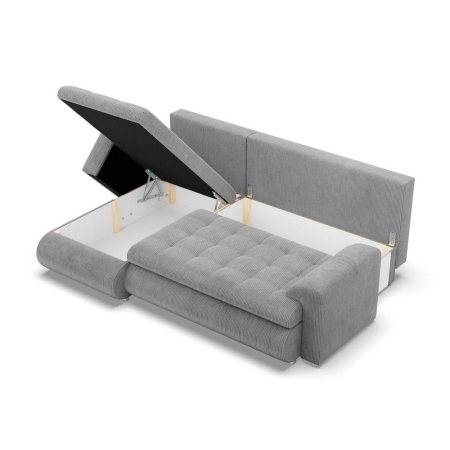 Narożnik rozkładany, lewy, Bosco, sztruks, 230x159x89 cm, jasny szary