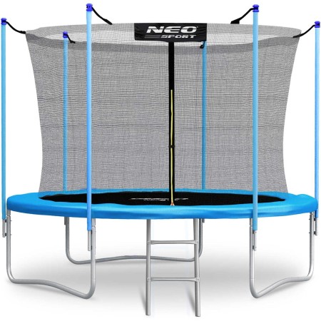 Trampolina ogrodowa, siatka wewnętrzna i drabinka, 8ft, 252x235 cm, niebieski