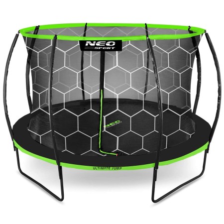 Trampolina ogrodowa z siatką wewnętrzną, 312 cm, czarny, zielony