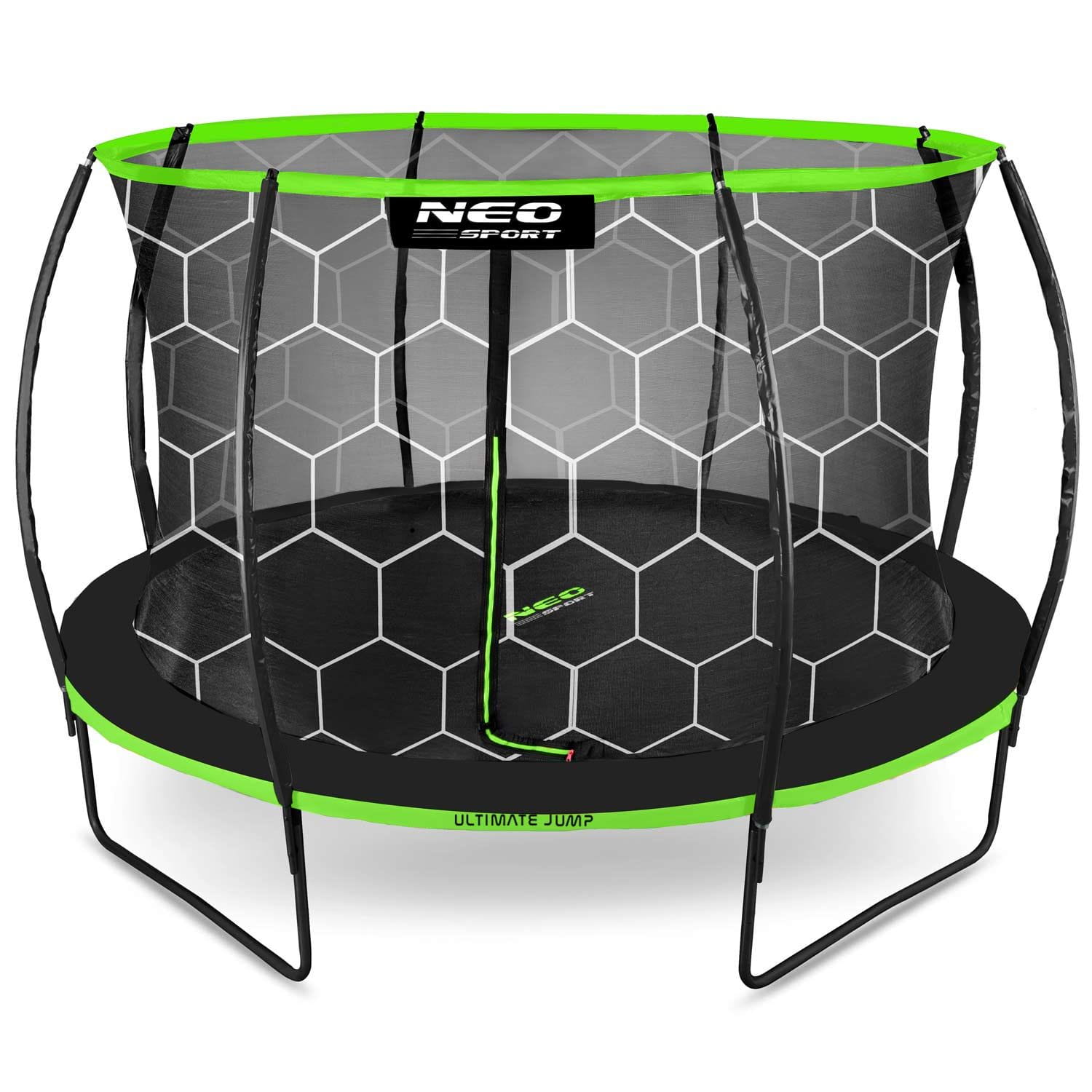 Trampolina ogrodowa z siatką wewnętrzną, 252 cm, czarny, zielony