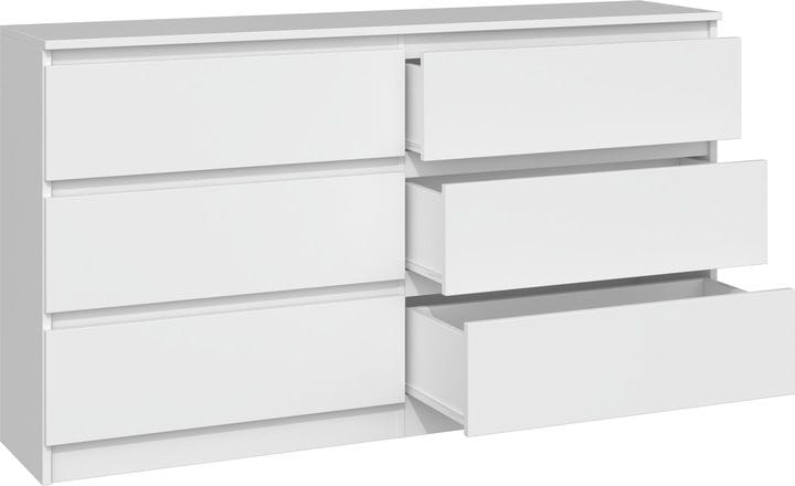 Komoda do sypialni, salonu, M6, 140x40x77 cm, biel, mat