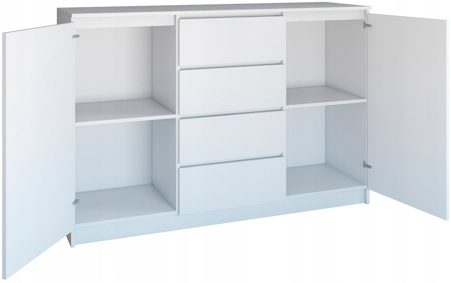 Komoda do sypialni, pokoju, 2D4S, 140x40x97 cm, biel, mat