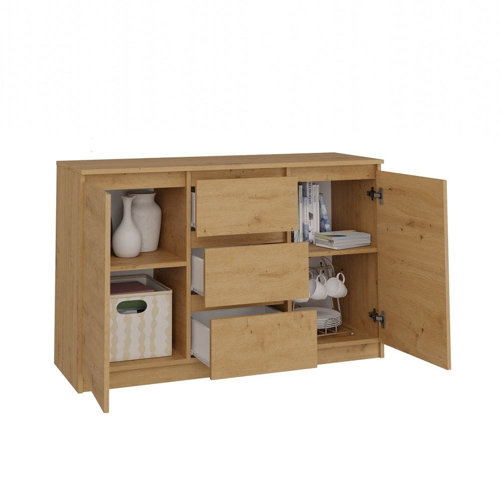 Komoda do sypialni, pokoju, 2D3S, 120x30x75 cm, dąb artisan