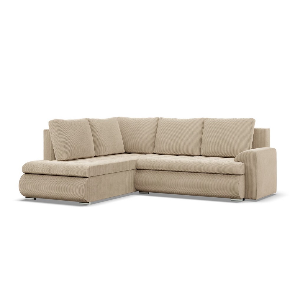 Narożnik z otomaną, lewy, BOSCO, sztruks, 230x200x89 cm, beżowy