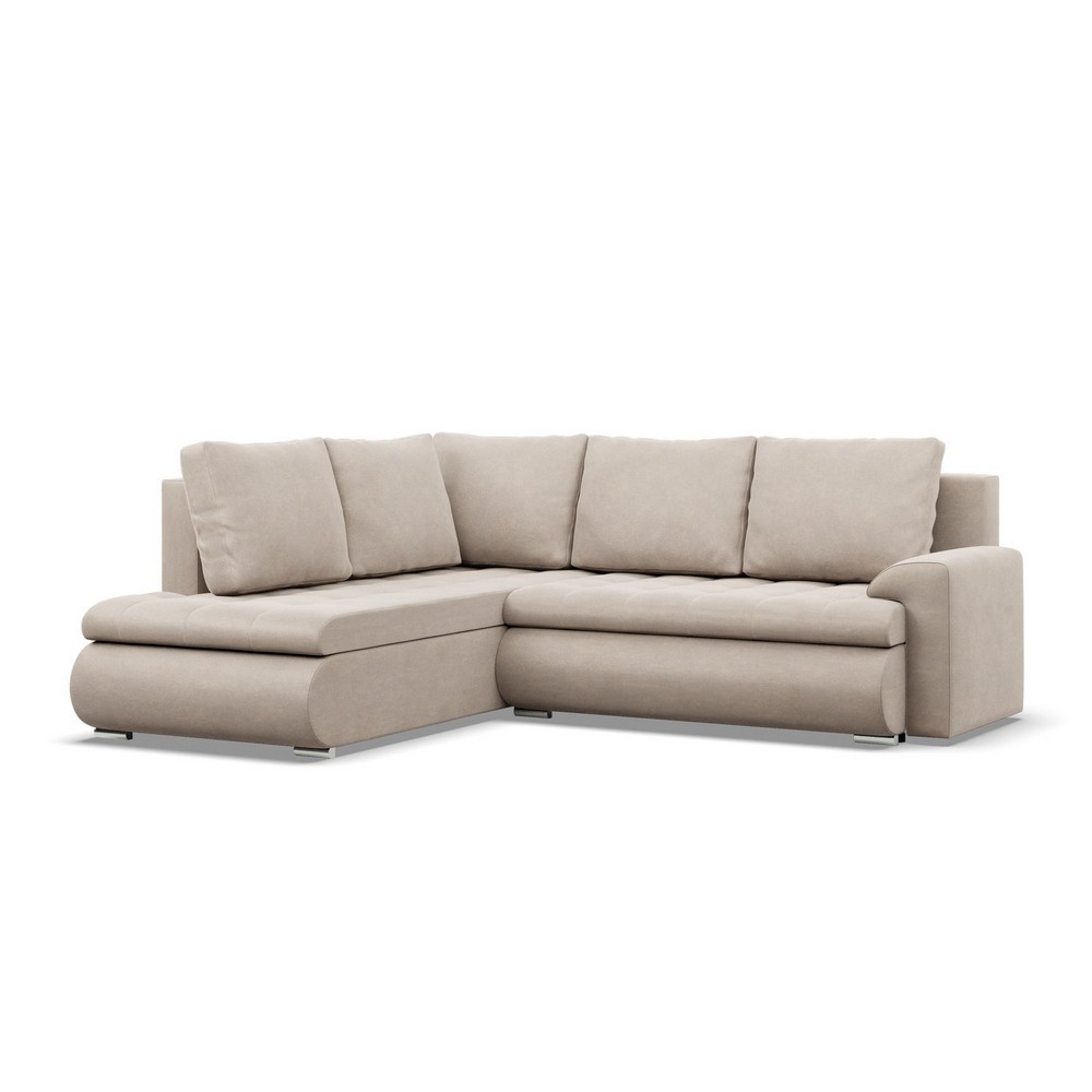 Narożnik z otomaną, lewy, BOSCO, velvet, 230x200x89 cm, beżowy