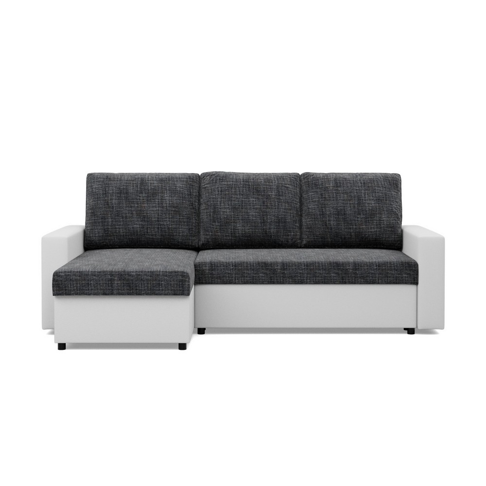 Narożnik uniwersalny, CAPERO, ekoskóra, plecionka, 231x140x92 cm, biały, ciemny szary