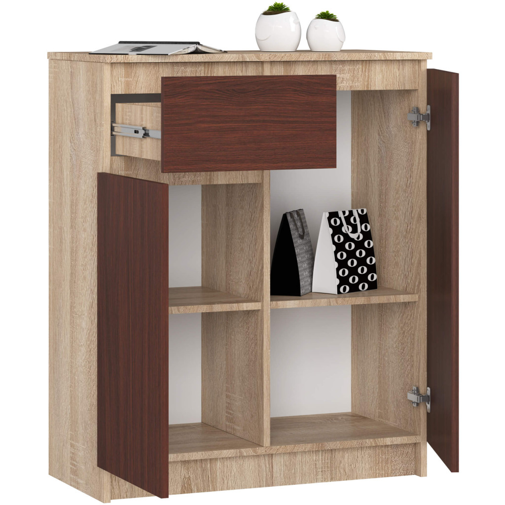 Komoda do sypialni, drzwi, szuflada, NOAH, 80x40x99 cm, dąb sonoma, wenge, mat