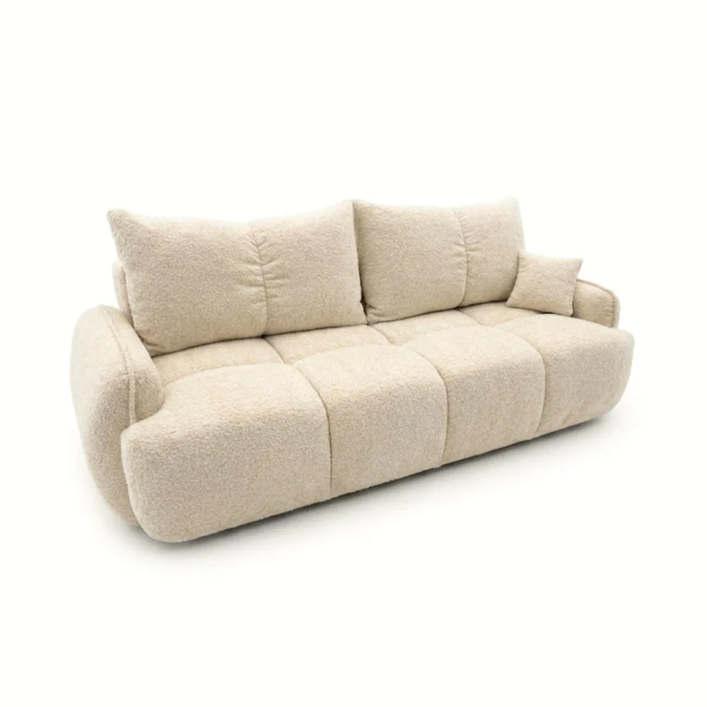 Nowoczesna kanapa, boucle, BRISO, 243x102x93 cm, beżowy
