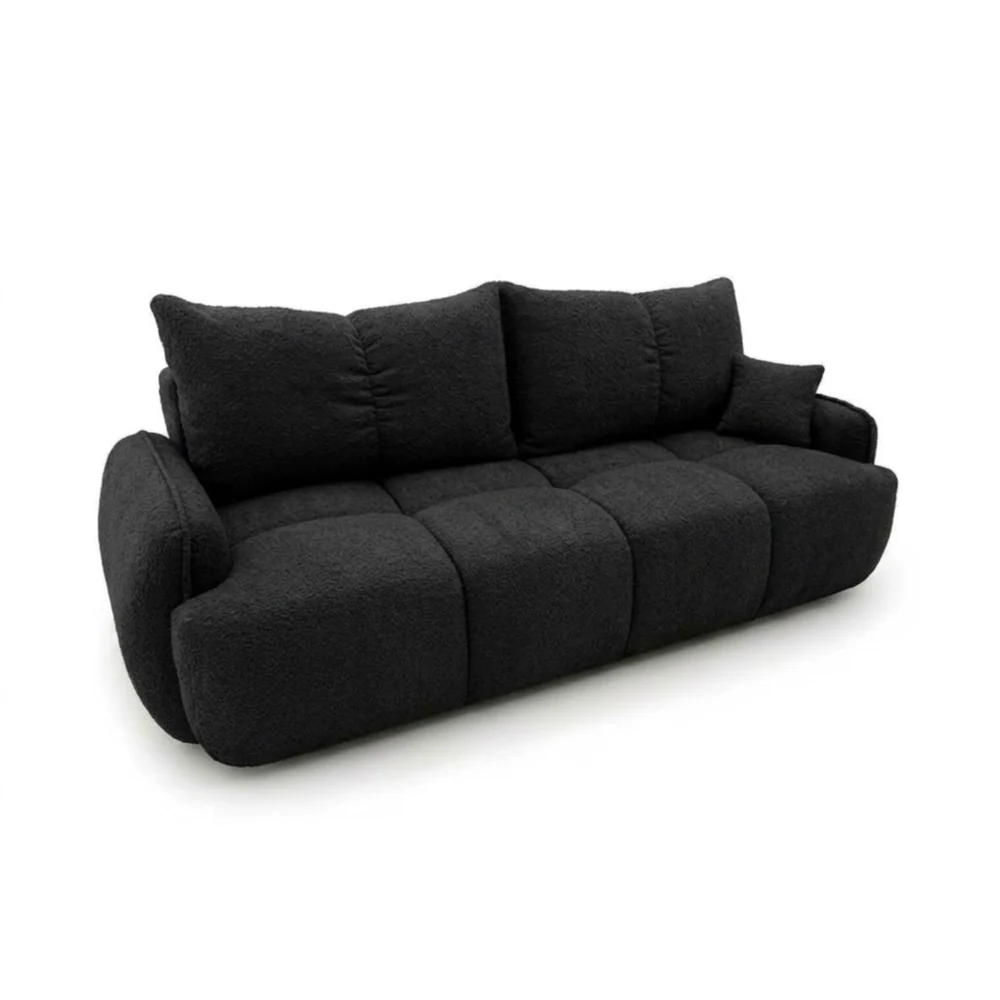 Nowoczesna kanapa, boucle, BRISO, 243x102x93 cm, czarny