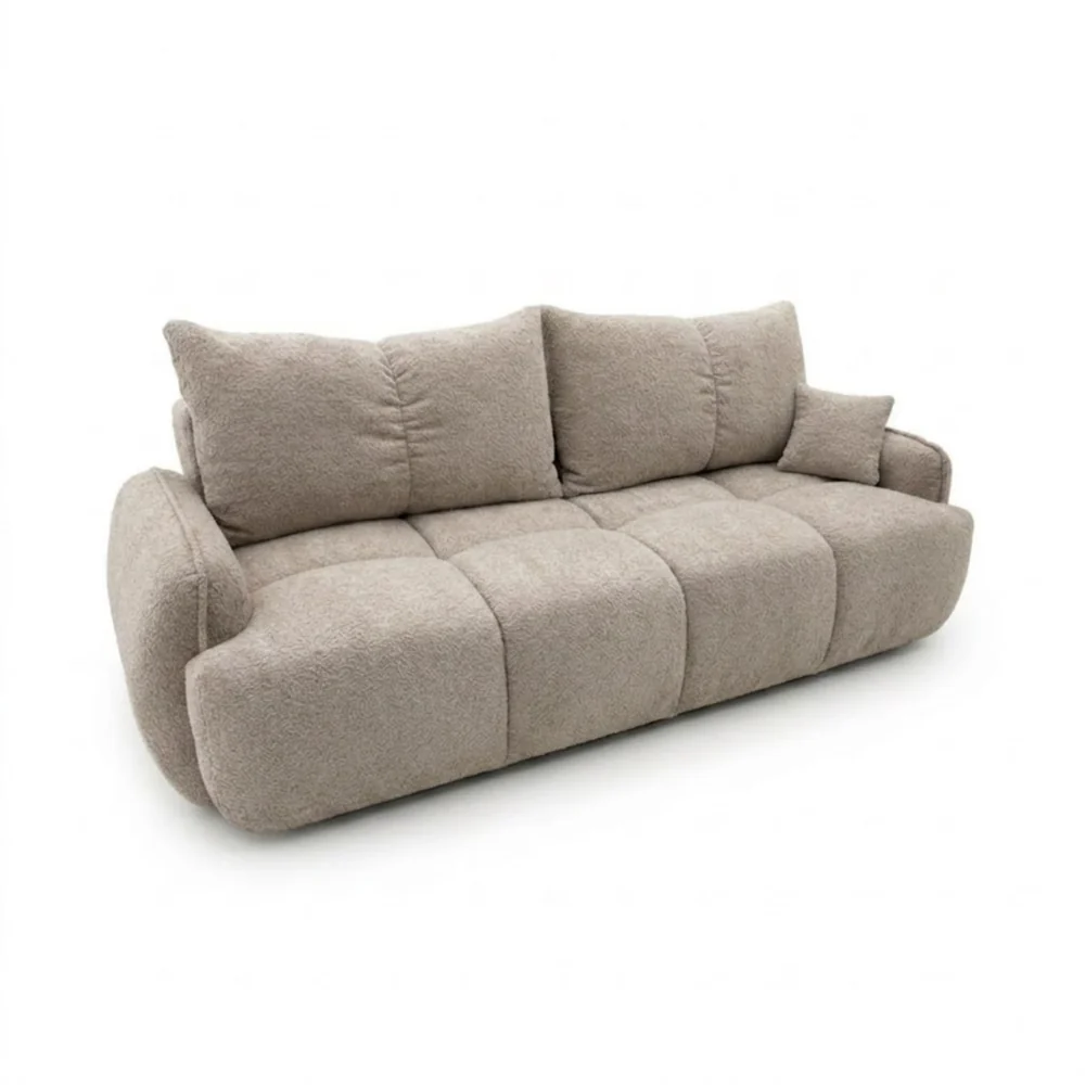 Nowoczesna kanapa, boucle, BRISO, 243x102x93 cm, ciemny beżowy