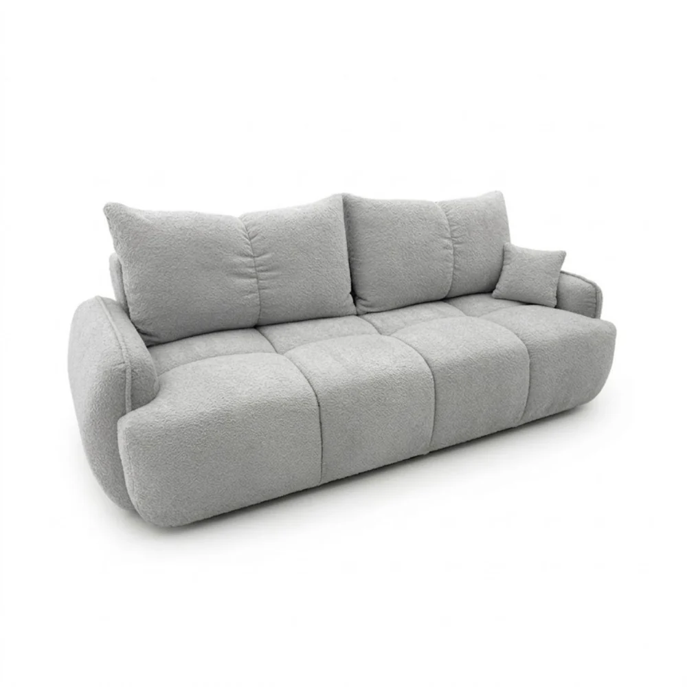 Nowoczesna kanapa, boucle, BRISO, 243x102x93 cm, jasny szary
