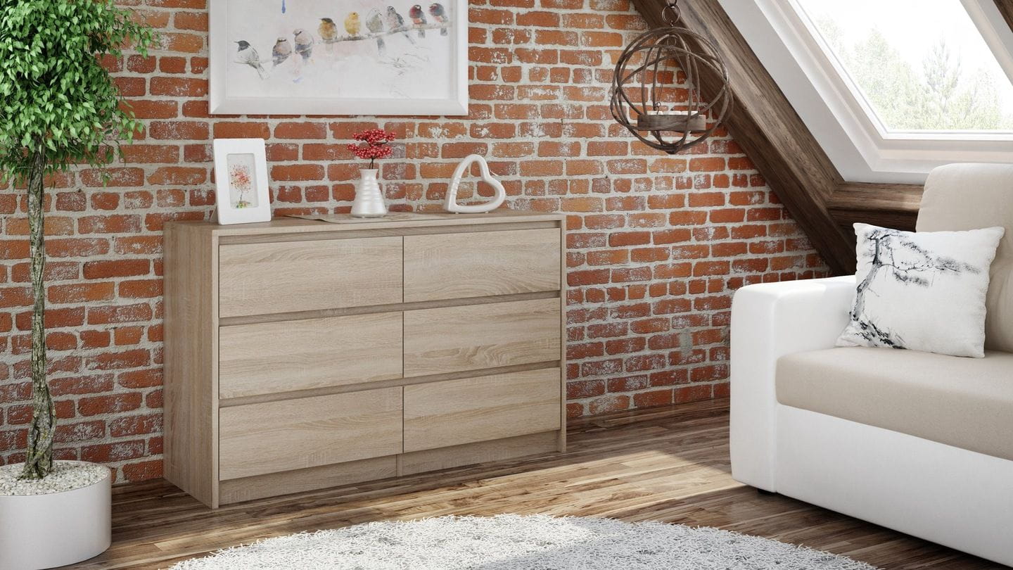Komoda do sypialni, pokoju, K6, 120x40x75 cm, dąb sonoma