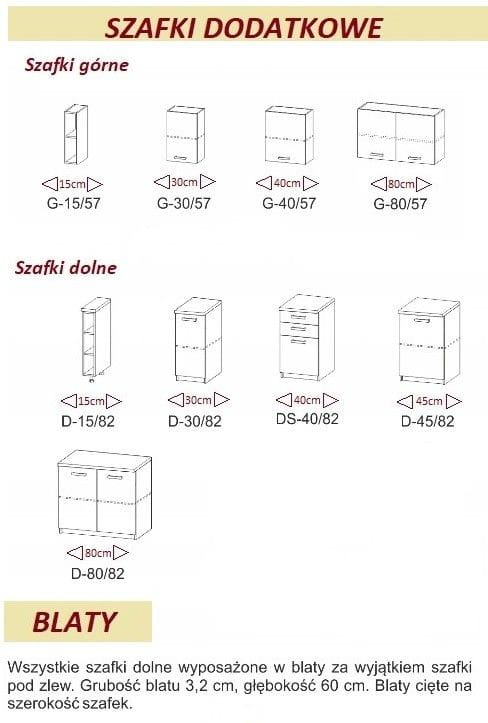Szafka kuchenna, z blatem, szufladami, 40x60x86 cm, biel, dąb artisan, mat