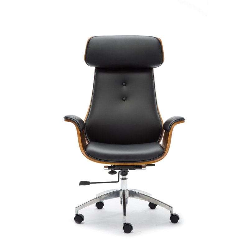 Fotel biurowy, gabinetowy, obrotowy, ekoskóra, frodo, czarny, orzech