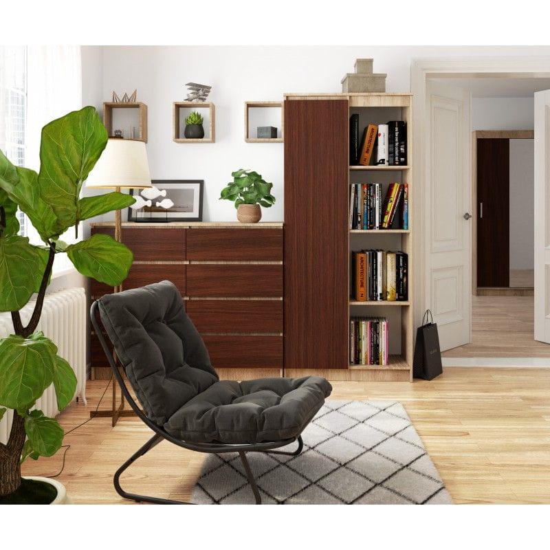 Regał biurowy, zamykany, półki, ORDO, 80x35x180 cm, dąb sonoma, wenge, mat