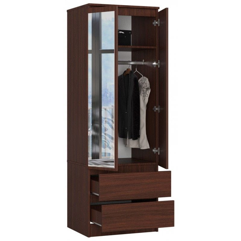 Szafa do sypialni, lustro, DORMI, 60x51x180 cm, wenge, mat