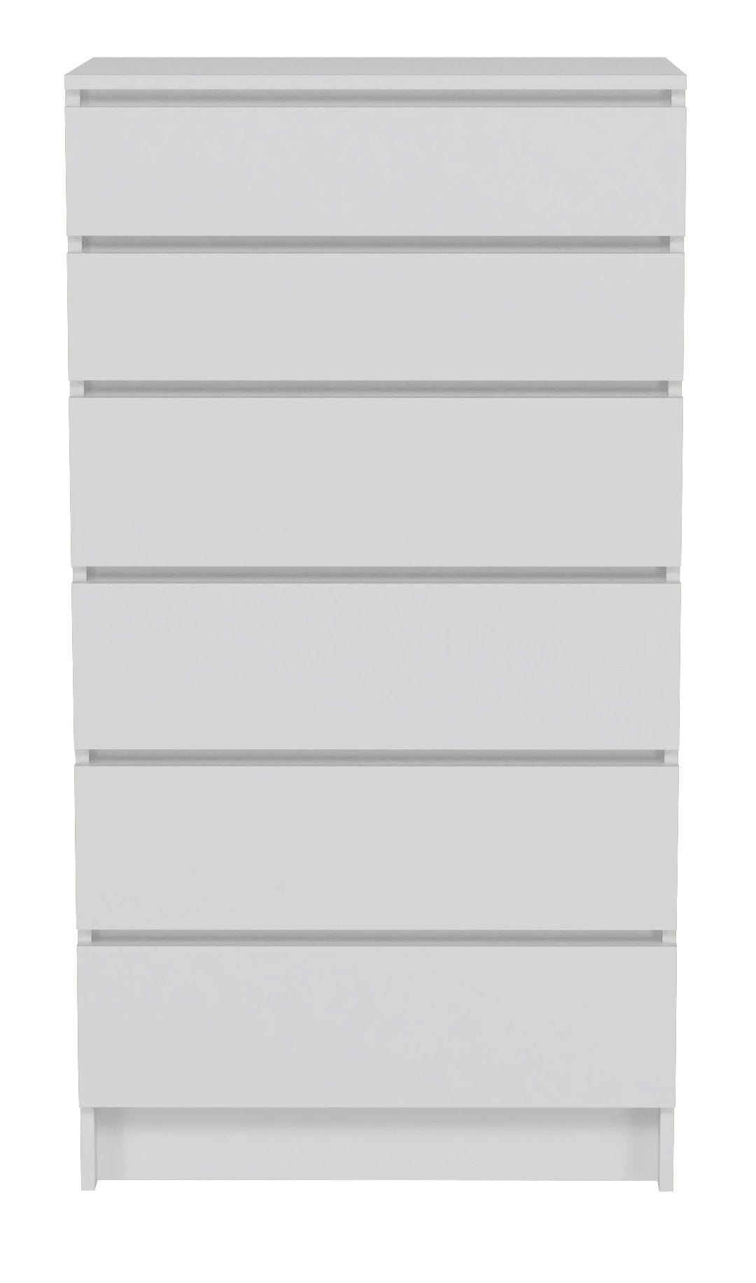 Komoda do sypialni, salonu, M6, 70x40x132 cm, biel, mat